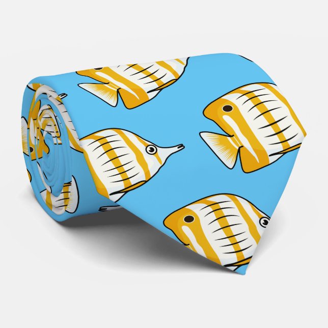 Cravate Illustration de la caricature du poisson papillon  (Roulé)