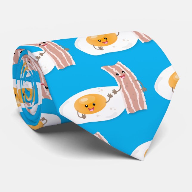 Cravate Illustration de l'oeuf de Cute kawaii et du bacon (Roulé)