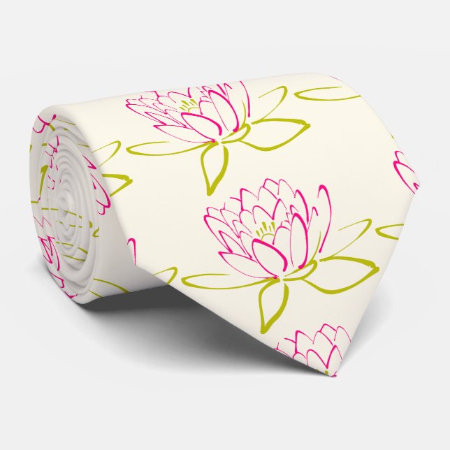 Cravate Illustration de lotus Flower / Water Lily (Roulé)