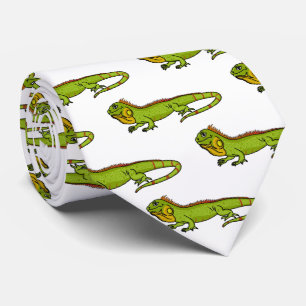Cravate Illustration d'iguane vert heureux