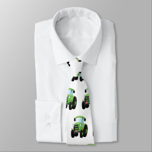 Cravate Illustration du joli joyeux tracteur agricole vert