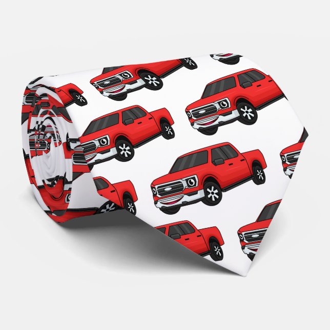 Cravate Illustration d'une camionnette rouge mou (Roulé)
