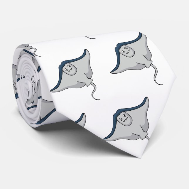 Cravate Illustration d'une caricature de poisson stingray (Roulé)