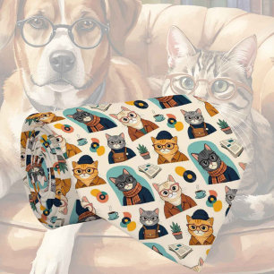 Cravate Illustrations de chat hipster avec lunettes