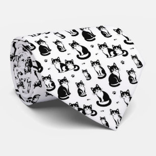 Cravate Illustrations de chats noir et blanc