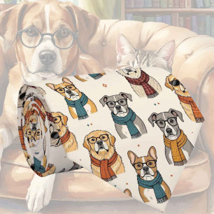 Cravate Illustrations de chien hipster avec lunettes