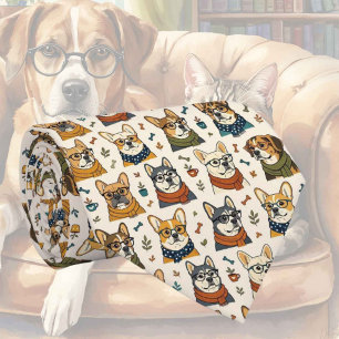 Cravate Illustrations de chien hipster avec lunettes