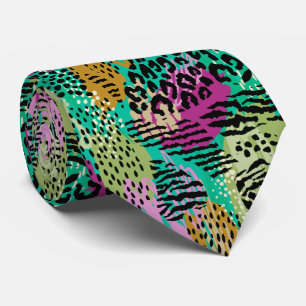 Cravate Impression d'animaux sauvages de la jungle sur des
