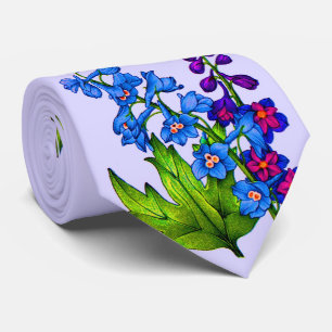 Cravate impression de fleurs de delphinium