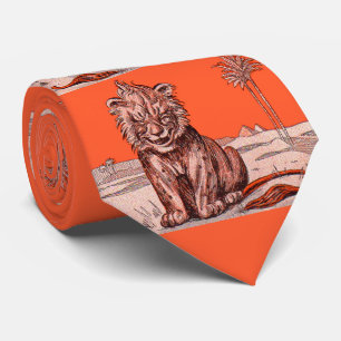 Cravate impression de lion souriant