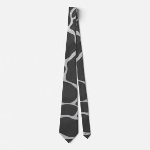 Cravate Impression Giraffe noir et gris clair
