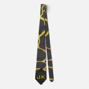 Cravate Impression Giraffe noir et jaune