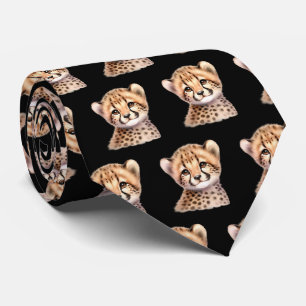 Cravate Impression léopard moderne kawaii Bébés guépard mi