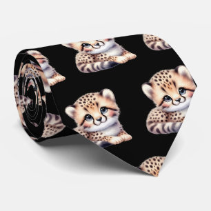 Cravate Impression léopard moderne kawaii Bébés guépard mi