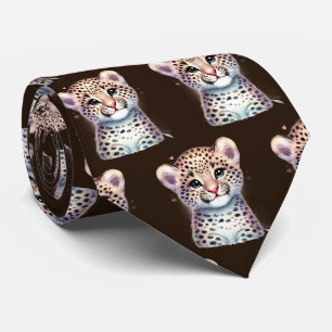 Cravate Impression léopard moderne kawaii Bébés guépard mi