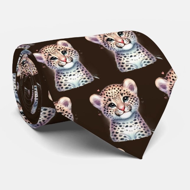 Cravate Impression léopard moderne kawaii Bébés guépard mi (Roulé)
