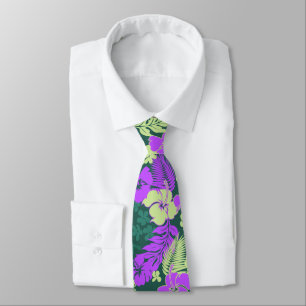 Cravate Impression recto verso Kona Bay Hawaiian Hibiscus
