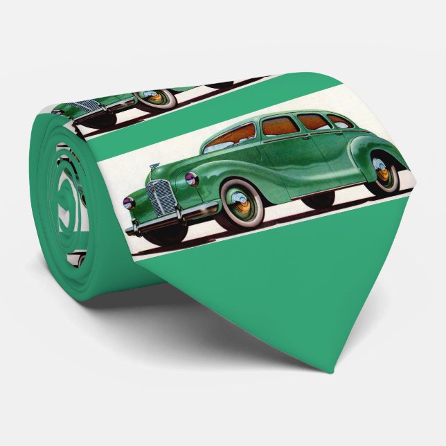 Cravate Impression verte Austin Devon 1948 (Roulé)