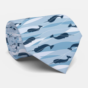 Cravate Imprimante de nouveautés Narwhal Waves Allover