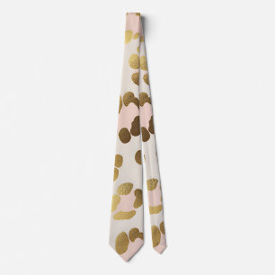 Cravate Imprimé chic léopard doré et rose pastel Animal