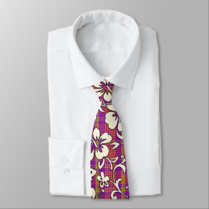 Cravate Imprimé Hawaïen Palaka Pareau à motif Hibiscus