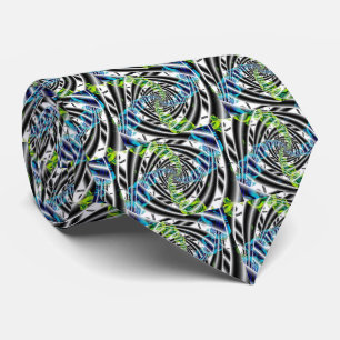Cravate Incomplet Art fractal bleu et vert