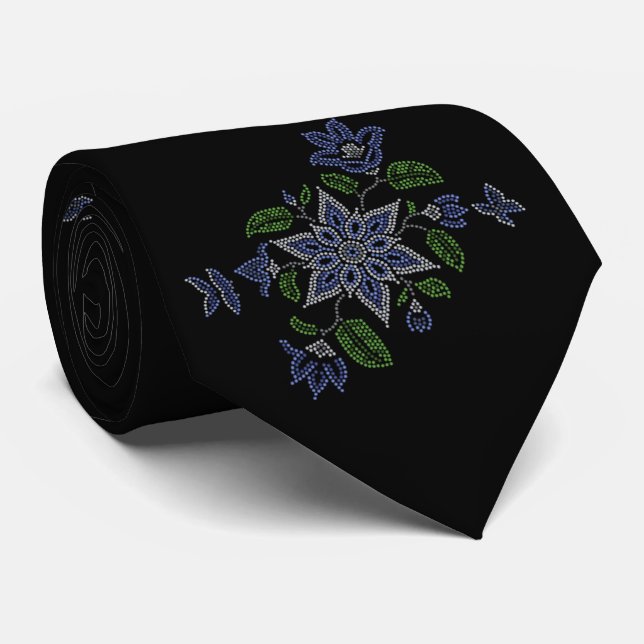 Cravate indigène Metis d'art de fleur perlant des (Roulé)