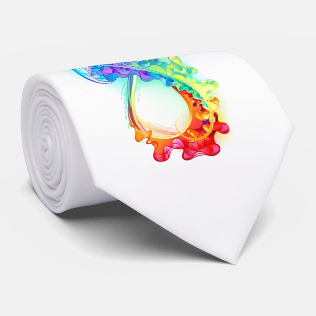 Cravate Infinité avec la méduse arc-en-ciel (Roulé)