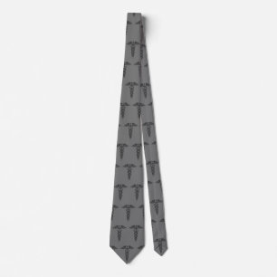 Cravate Infirmière Graduate Grey Monochromatique Caduceus