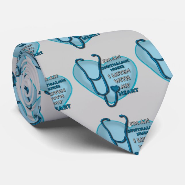Cravate Infirmière ophtalmique du Coeur bleu (Roulé)
