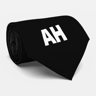 Cravate Initiales noires des garçons d'honneur Monogramme 