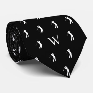 Cravate Initiales personnalisées Swing de Golf Noir et Bla