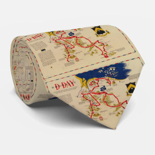 Cravate Invasion vintage Map (1945) de le jour J de plage