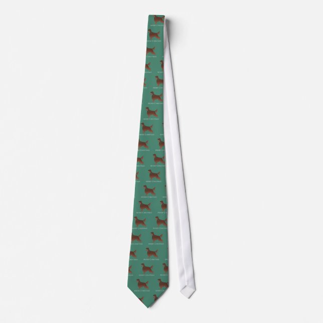 Cravate Irish Setter Chien Joyeux Noël Design (Devant)