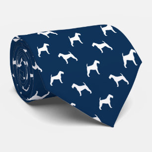 Cravate Irlandais Terrier Silhouettes Motif bleu et blanc