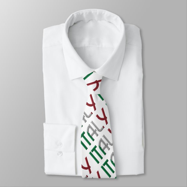 Cravate Italie Drapeau italien couleurs Motif de typograph (Attaché)