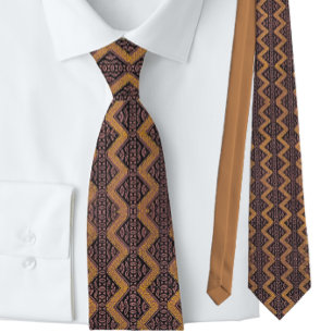 Cravate Italien Zig Zag Gold Brown