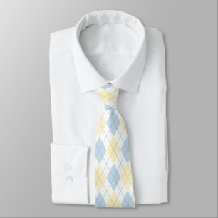 Cravate Jacquard bleu clair et jaune