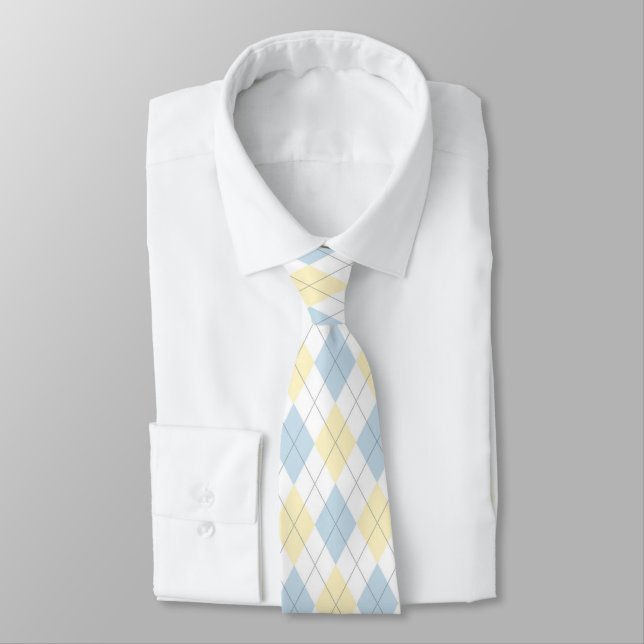 Cravate Jacquard bleu clair et jaune (Attaché)