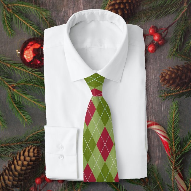 Cravate Jacquard de Noël tricoté avec diamants rouges et v (Créateur téléchargé)
