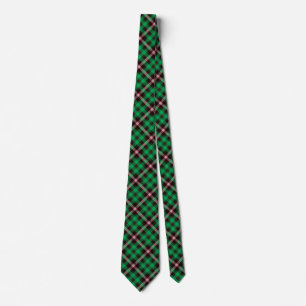 Cravate Jacquard noir vert Tartan Plaid Motif