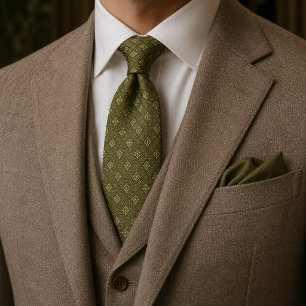 Cravate jacquard Soft Olive Estate Luxe Vieille