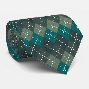 Cravate Jacquard Turquoise foncé et gris, blanc
