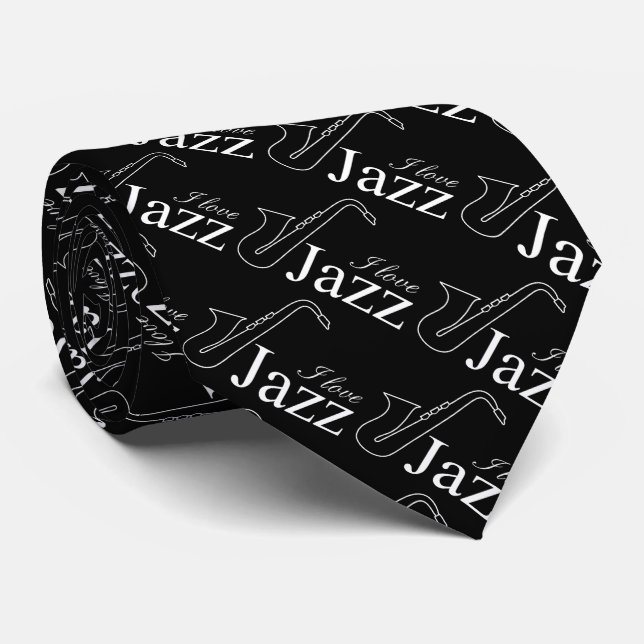 Cravate J'aime le jazz (Roulé)