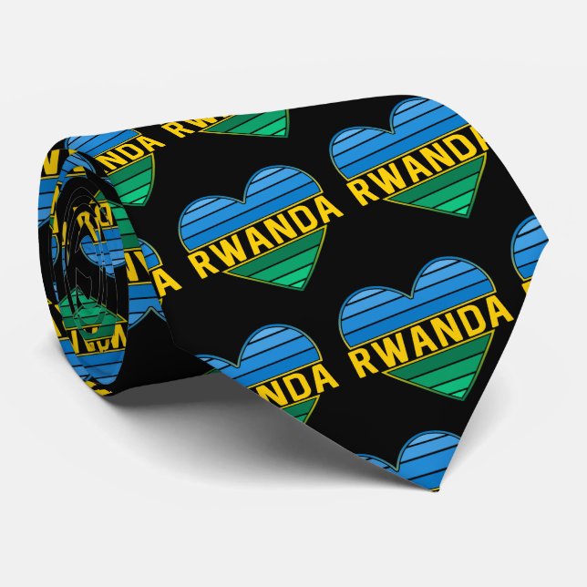 Cravate J'aime le Rwanda, le coeur rwandais rwandais (Roulé)