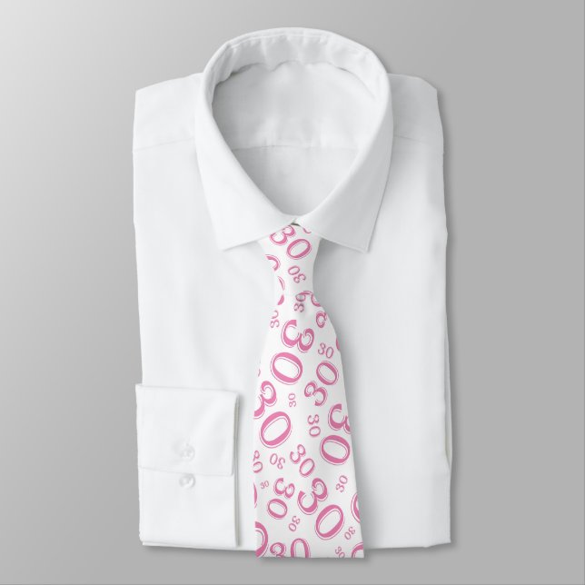 Cravate Jalon 30 Nombre aléatoire Motif rose/blanc (Attaché)