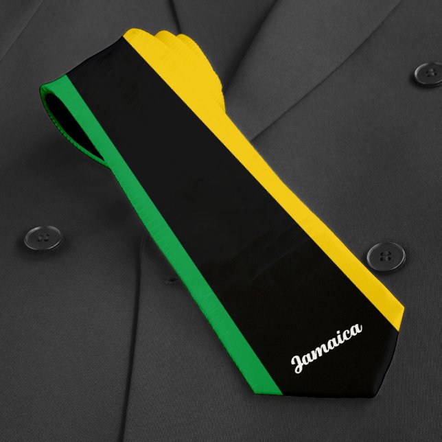 Cravate Jamaïcain Colours Vert noir & or drapeau jamaïcain (Jamaica Colors Green Black & Gold Jamaican Flag Neck Tie)