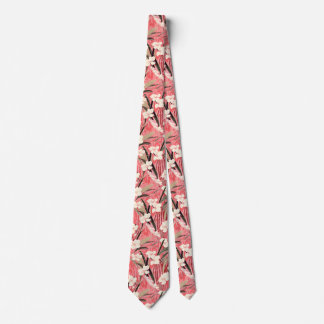 Cravate Japanese Floral Blossoms in White on Pink Burgundy