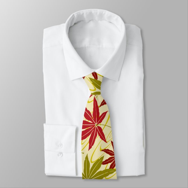 Cravate JAPONAIS MAPLE LEAF (CRÈME) (Attaché)