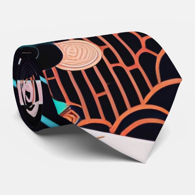 Cravate japonaise necktie vintage retoro ⇢ 浮 絵 世 ン パ  en e (Roulé)